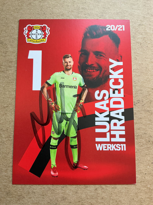Lukas Hradecky, Finland 🇫🇮 Bayer 04 Leverkusen 2020/21 hand signed