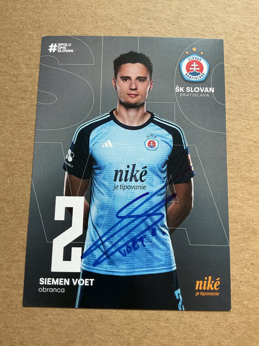 Siemen Voet, Belgium 🇧🇪 SK Slovan Bratislava 2024/25 hand signed