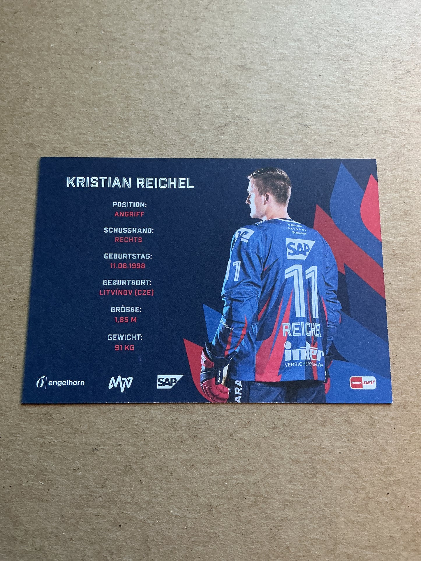 Kristian Reichel, Czech Republic 🇨🇿 Adler Mannheim 2024/25 hand signed