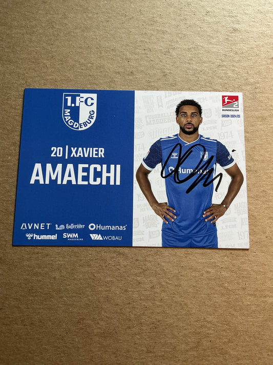 Xavier Amaechi, England 🏴󠁧󠁢󠁥󠁮󠁧󠁿 1.FC Magdeburg 2024/25 hand signed