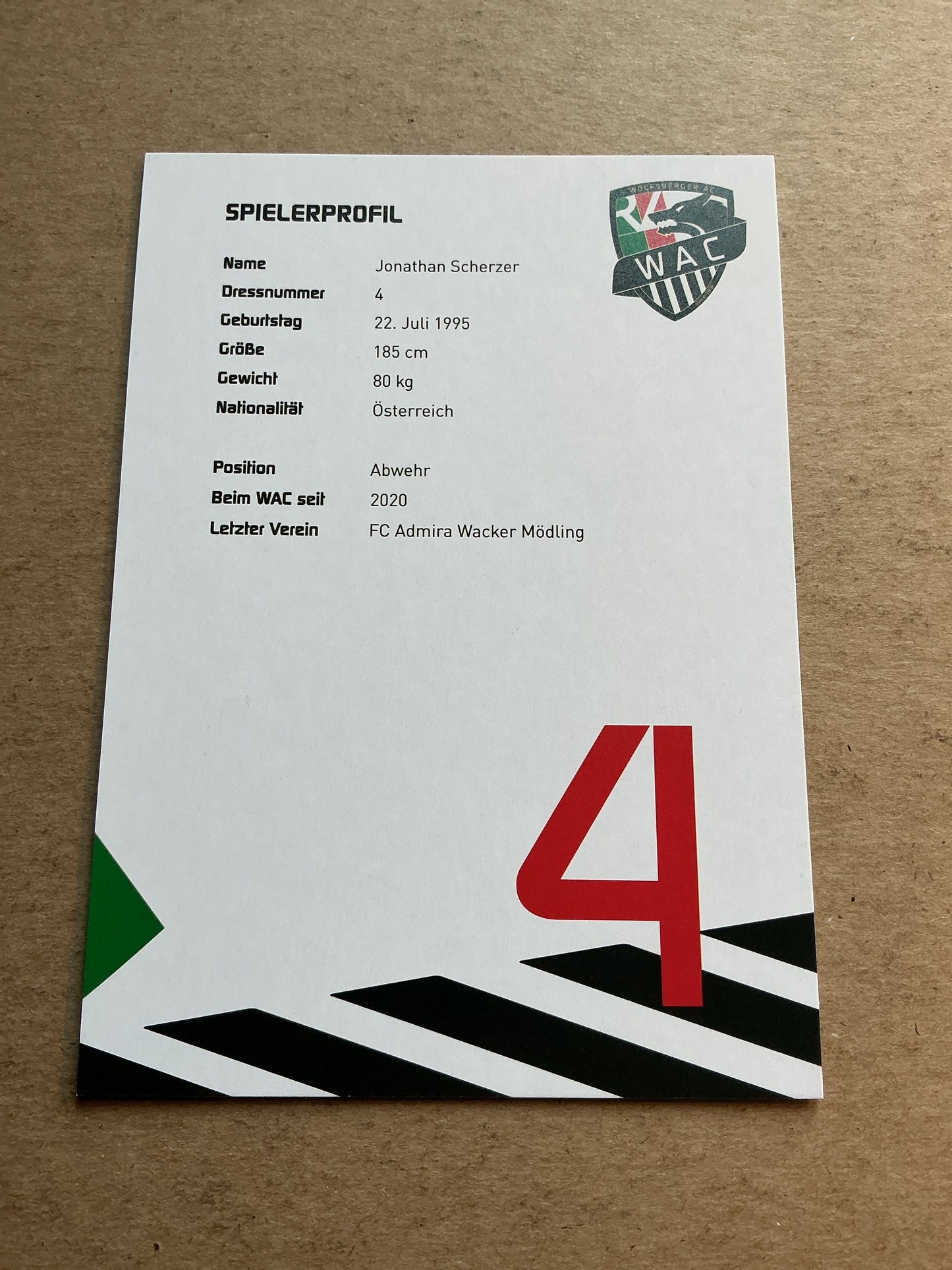 Jonathan Scherzer, Austria 🇦🇹 Wolfsberger AC 2020/21 hand signed