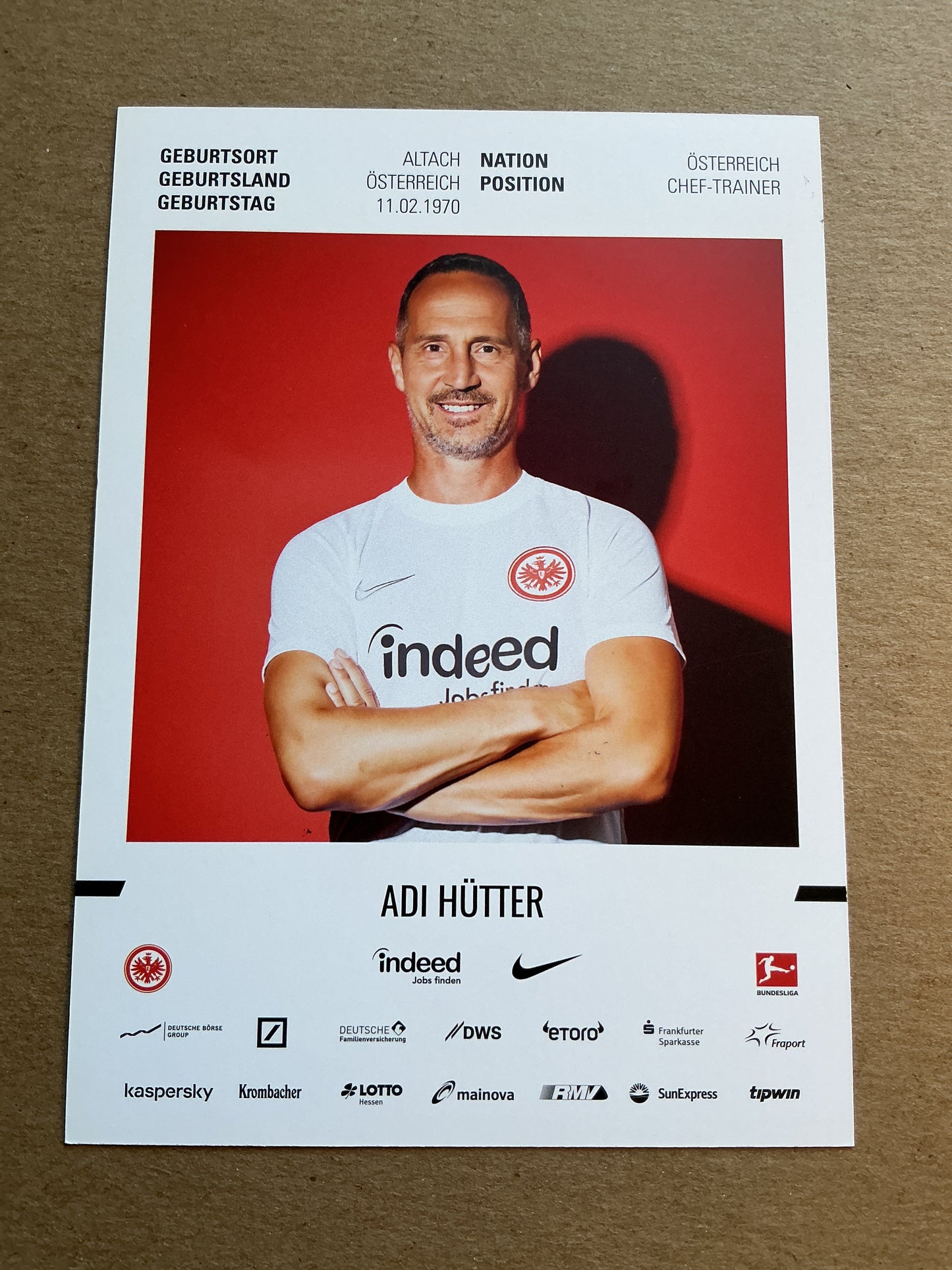 Adi Hütter, Austria 🇦🇹 Eintracht Frankfurt 2019/20 hand signed