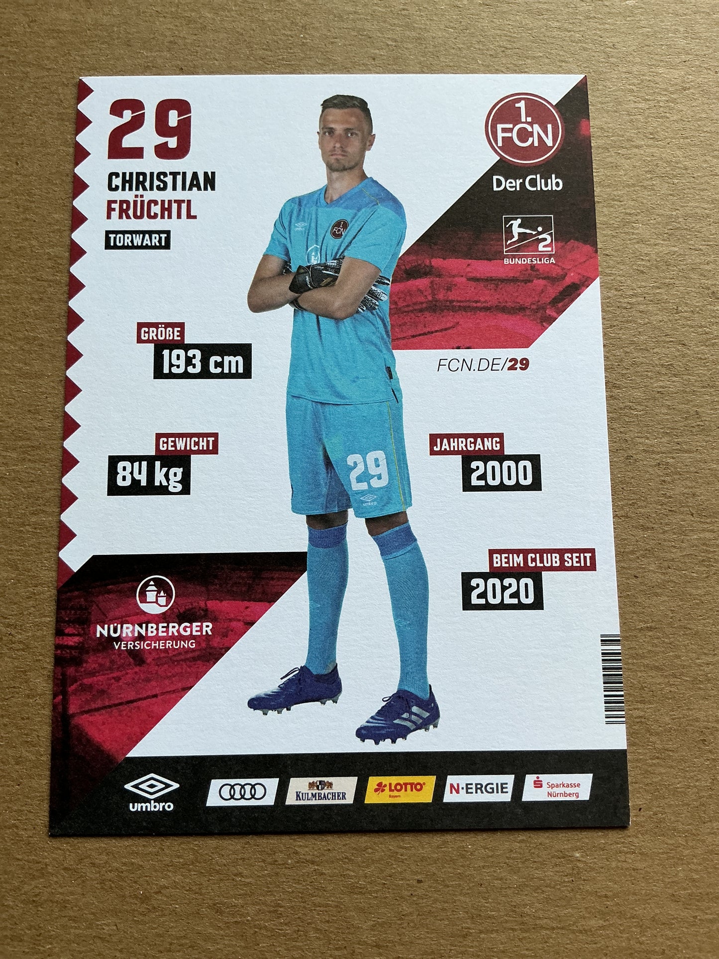 Christian Früchtl, Germany 🇩🇪 1.FC Nürnberg 2020/21 hand signed