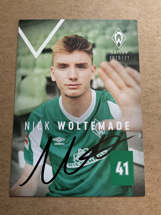 Nick Woltemade, Germany 🇩🇪 SV Werder Bremen 2020/21 hand signed