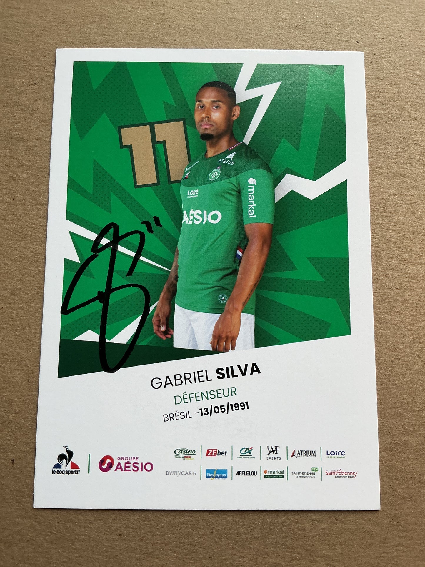 Gabriel Silva, Brazil 🇧🇷 AS Saint-Étienne 2019/20 hand signed