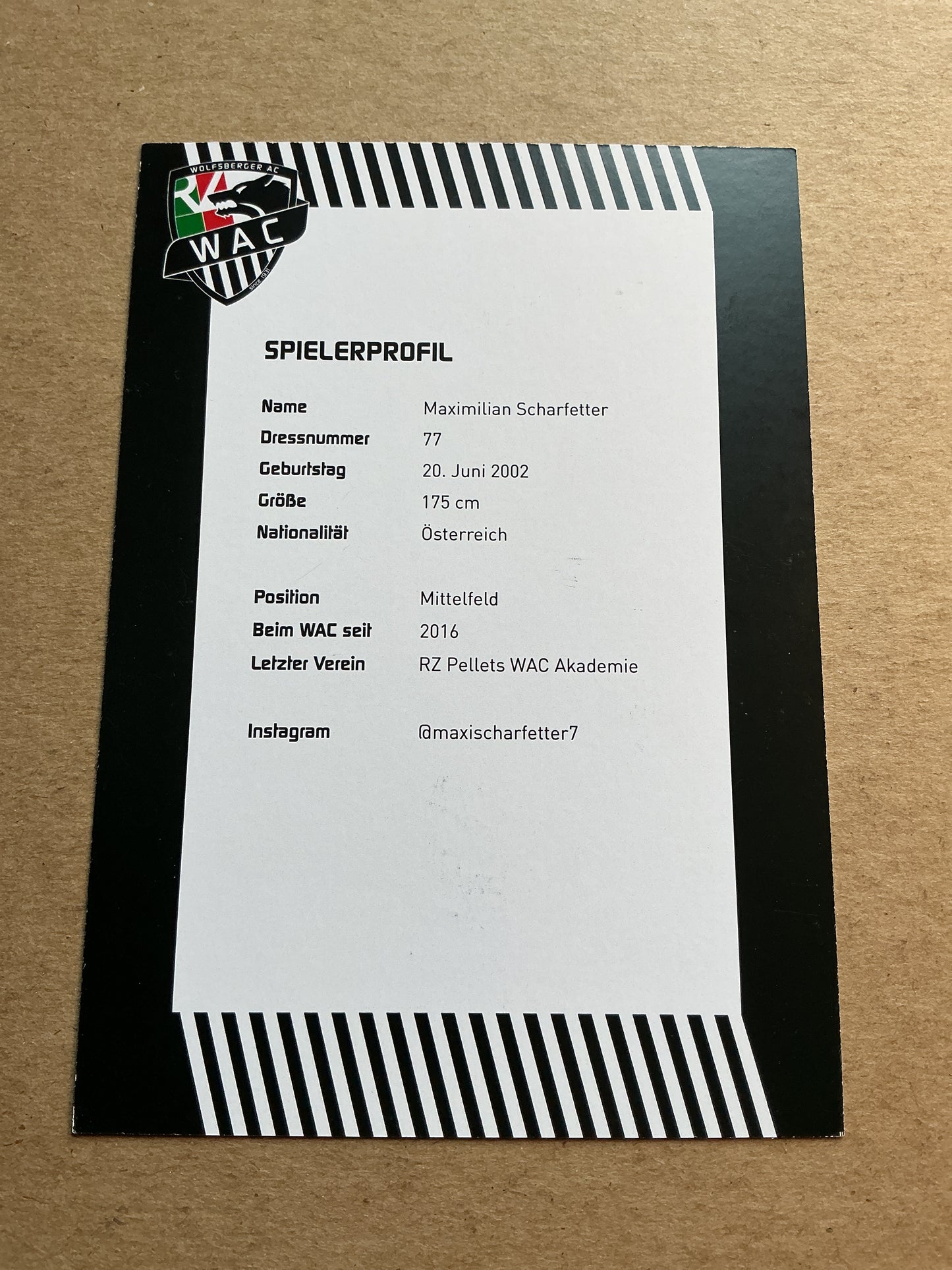Maximilian Scharfetter, Austria 🇦🇹 Wolfsberger AC 2023/24 hand signed