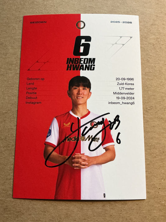 Inbeom Hwang, South Korea 🇰🇷 Feyenoord Rotterdam 2025/26 hand signed