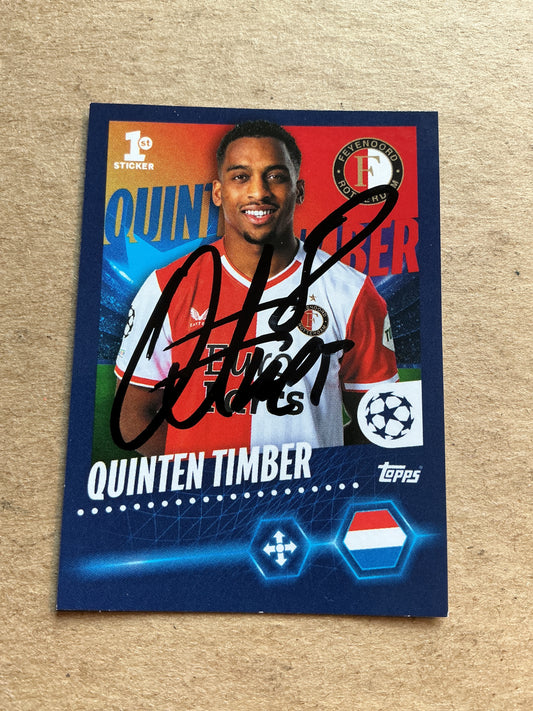 Quinten Timber, Netherlands 🇳🇱 Feyenoord Rotterdam 2023/24 Topps hand signed