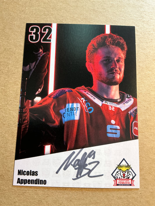 Nicolas Appendino, Germany 🇩🇪 Fishtown Pinguins 2024/25 hand signed