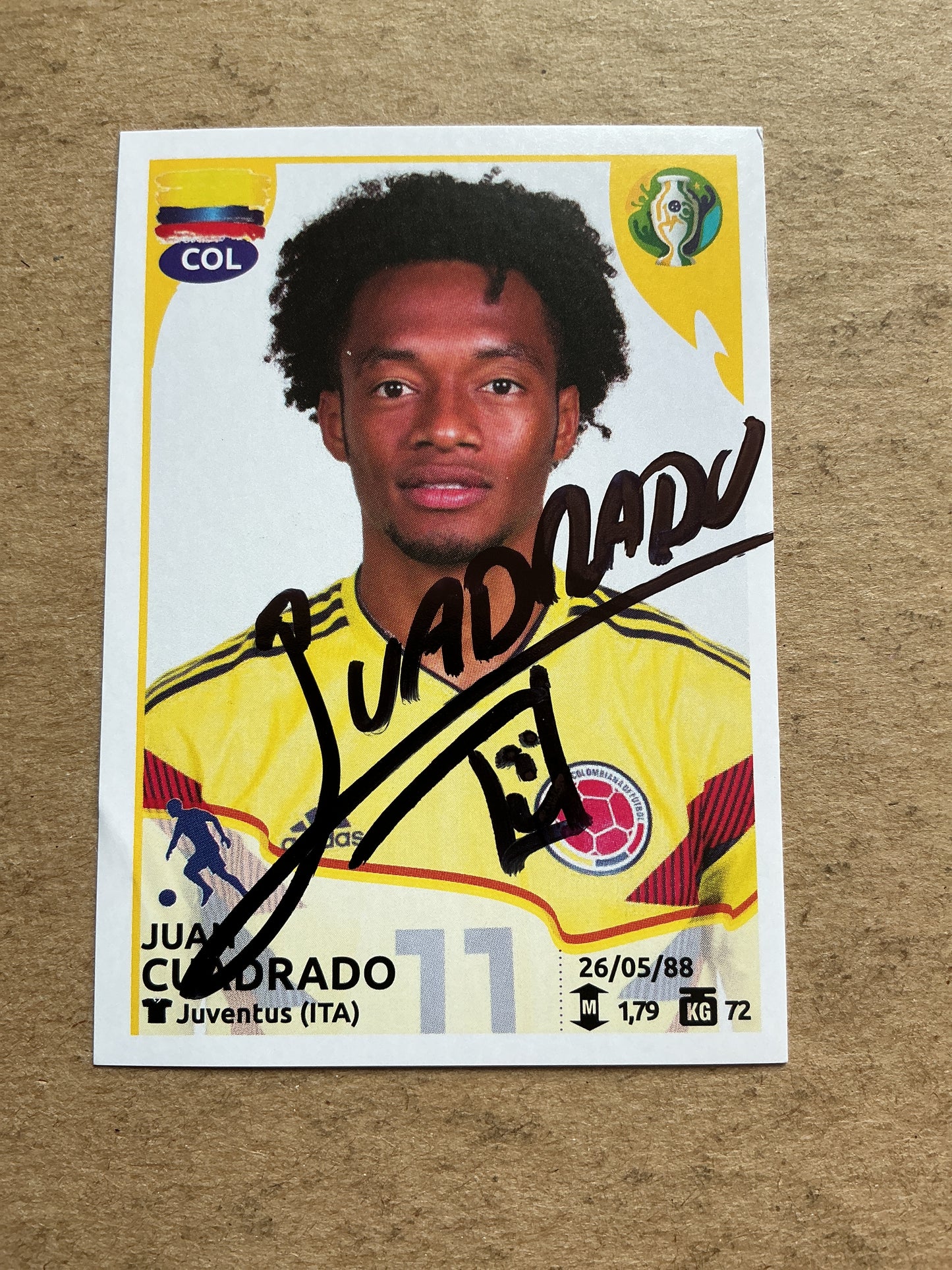 Juan Cuadrado, Colombia 🇨🇴 Copa America 2019 Panini hand signed