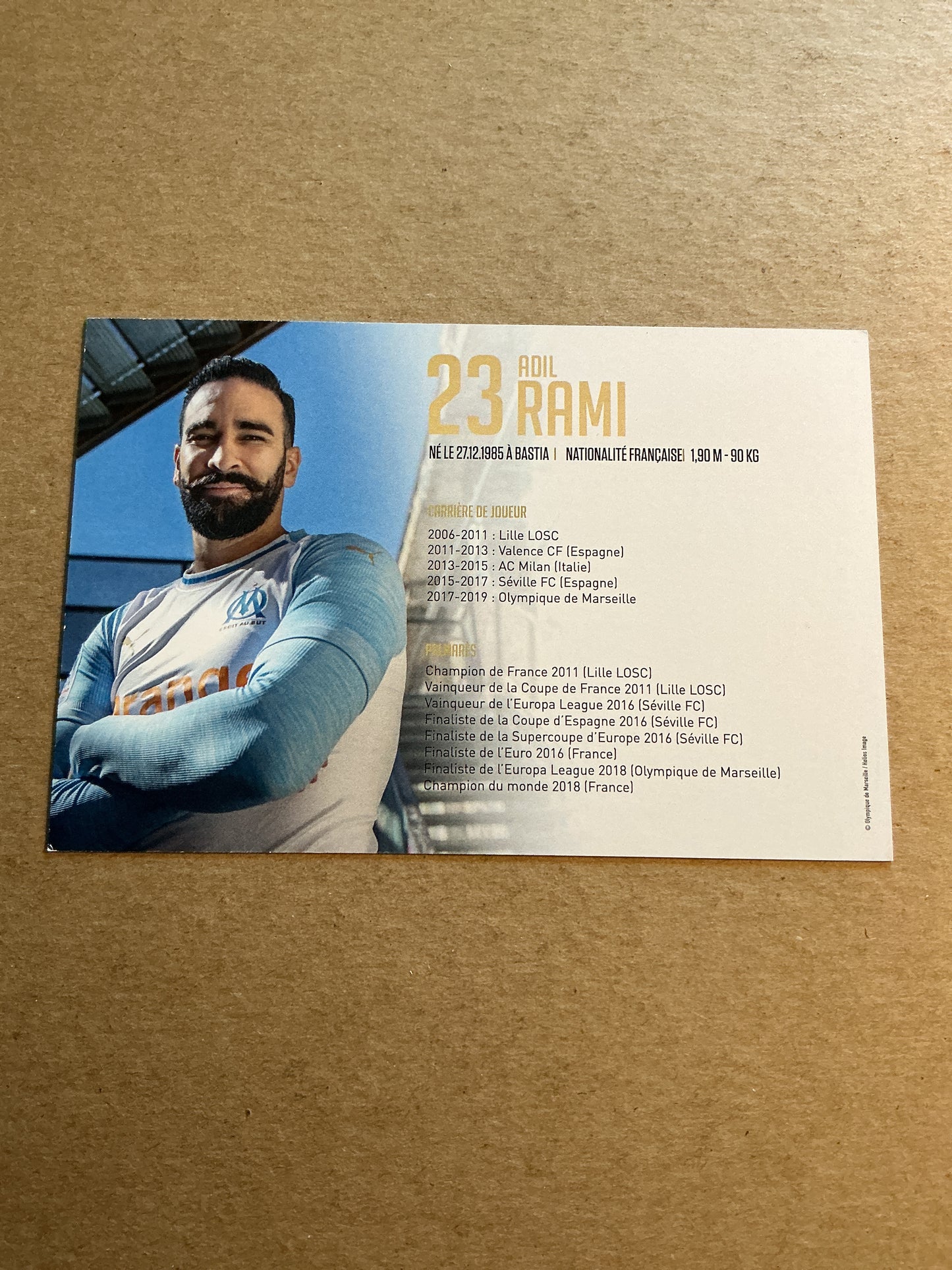 Adil Rami, France 🇫🇷 Olympique Marseille 2018/19 hand signed