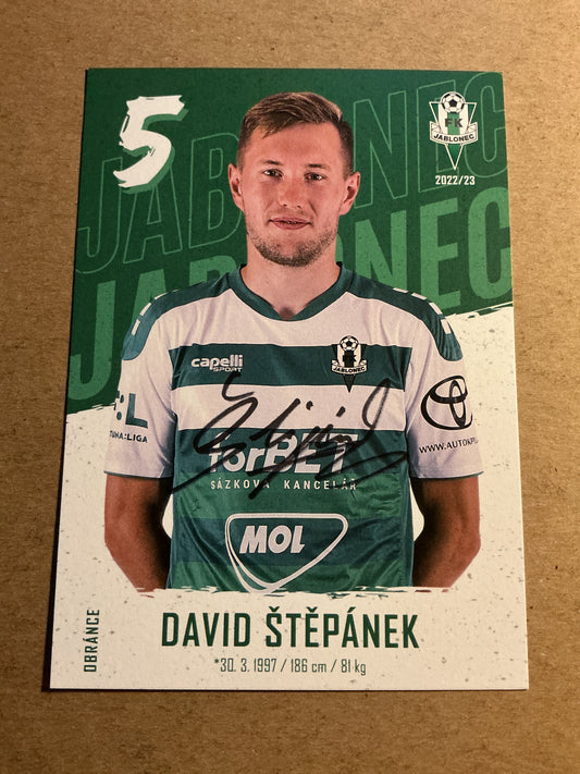 David Štěpánek, Czech Republic 🇨🇿 FK Jablonec 2022/23 hand signed