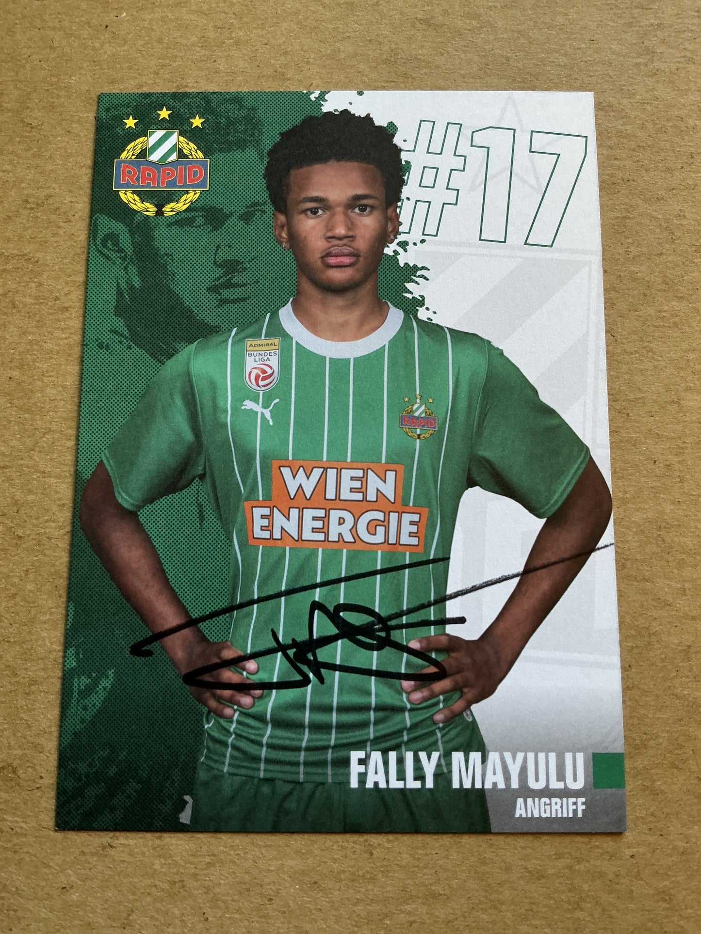 Fally Mayulu, France 🇫🇷 SK Rapid Wien 2023/24 hand signed