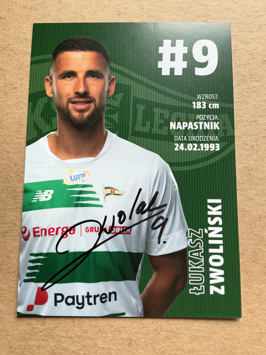 Łukasz Zwoliński, Poland 🇵🇱 Lechia Gdansk 2020/21 hand signed