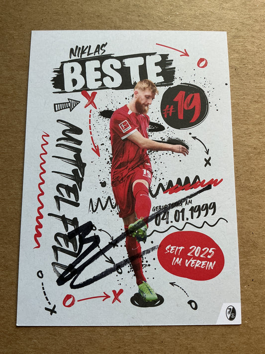 Niklas Beste, Germany 🇩🇪 SC Freiburg 2024/25 hand signed