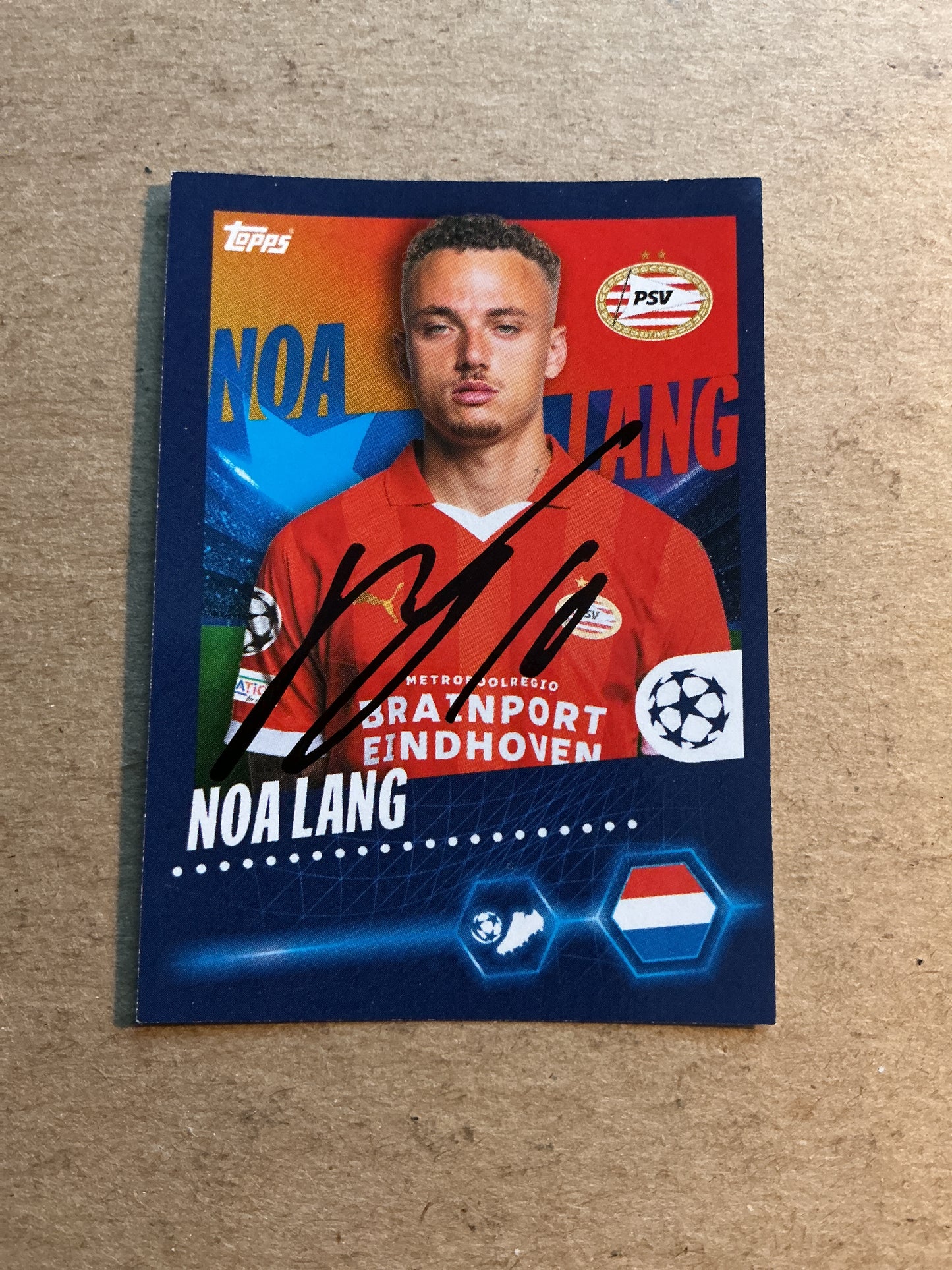 Noa Lang, Netherlands 🇳🇱 PSV Eindhoven 2023/24 Topps hand signed