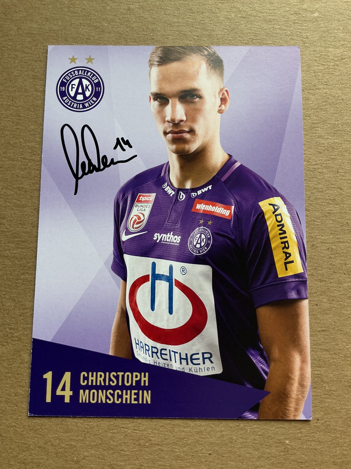 Christoph Monschein, Austria 🇦🇹 Austria Wien 2019/20 hand signed