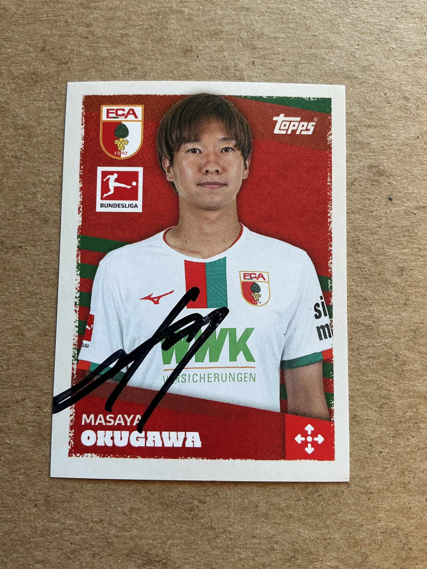Masaya Okugawa, Japan 🇯🇵 FC Augsburg 2023/24 Topps hand signed