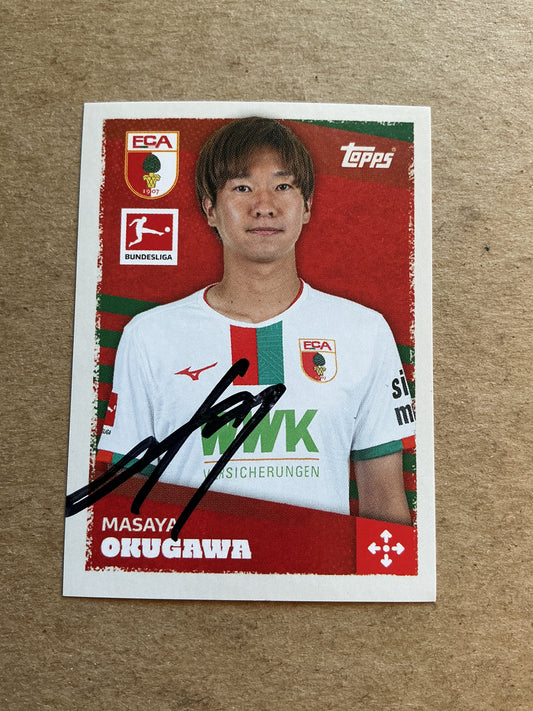 Masaya Okugawa, Japan 🇯🇵 FC Augsburg 2023/24 Topps hand signed