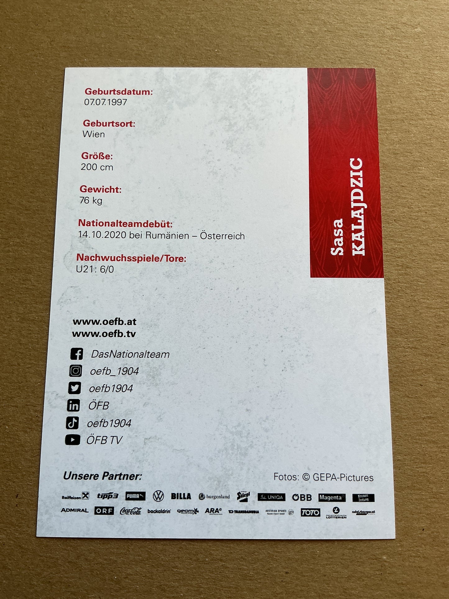 Sasa Kalajdzic, Austria 🇦🇹 UEFA Euro Cup 2020 hand signed