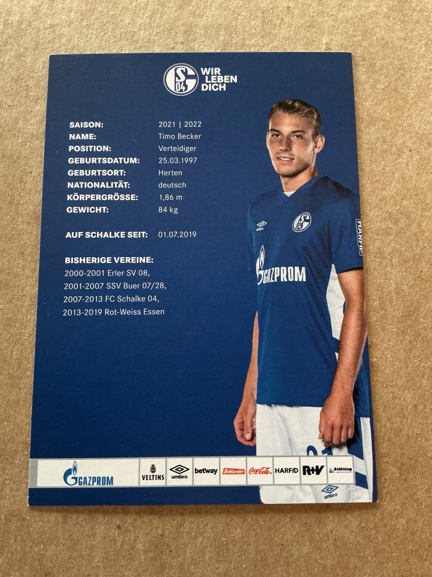 Timo Becker, Germany 🇩🇪 FC Schalke 04 2021/22 hand signed