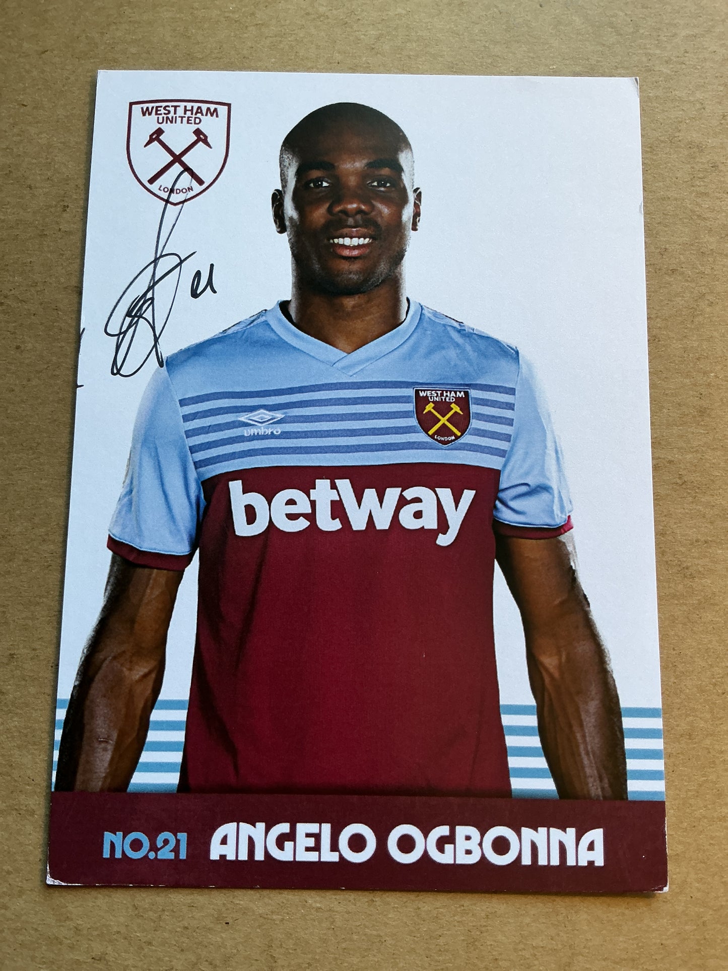 Angelo Ogbonna, Italy 🇮🇹 West Ham United 2019/20 hand signed
