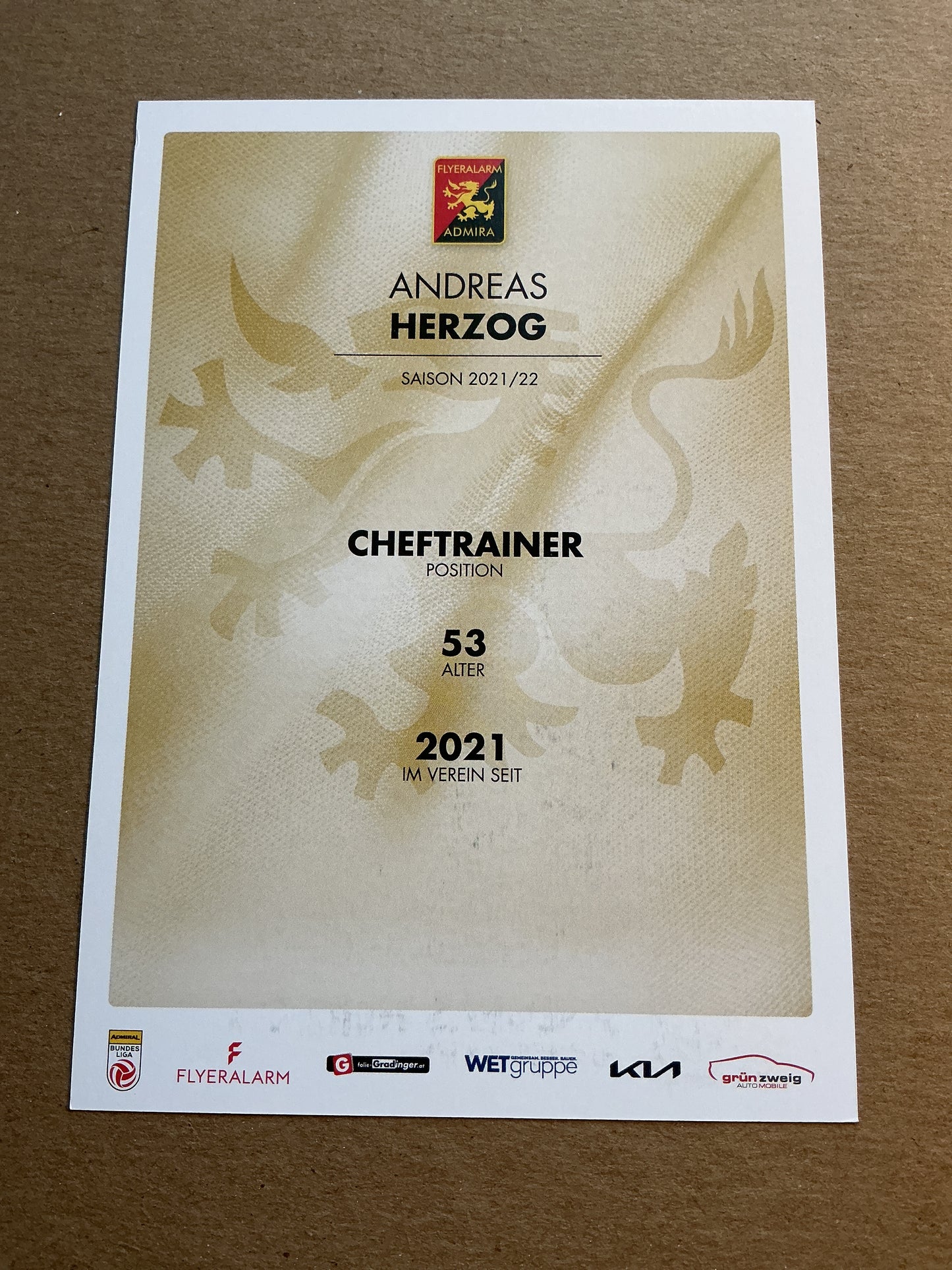Andreas Herzog, Austria 🇦🇹 Admira Wacker 2021/22 hand signed
