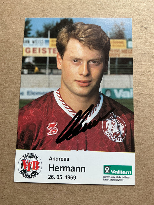 Andreas Hermann, Poland 🇵🇱 VfB Mödling 1992/93 hand signed