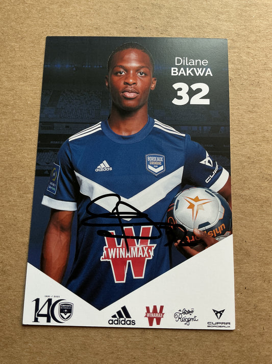 Dilane Bakwa, France 🇫🇷 Girondins Bordeaux 2021/22 hand signed