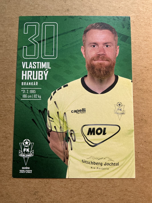 Vlastimil Hrubý, Czech Republic 🇨🇿 FK Jablonec 2021/22 hand signed