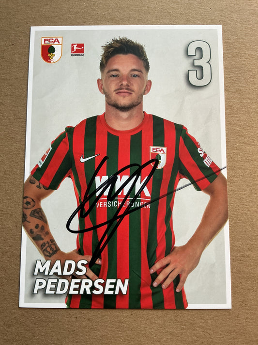 Mads Pedersen, Denmark 🇩🇰 FC Augsburg 2021/22 hand signed