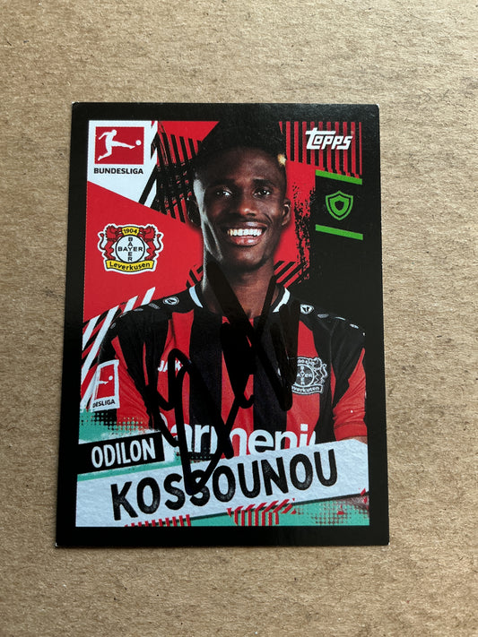 Odilon Kossounou, Ivory Coast 🇨🇮 Bayer 04 Leverkusen 2021/22 Topps hand signed