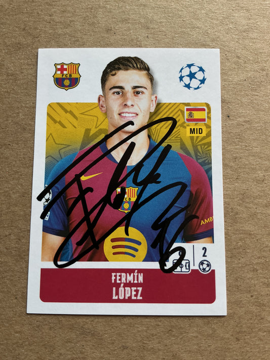 Fermin Lopez, Spain 🇪🇸 FC Barcelona 2024/25 Topps hand signed