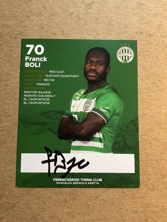 Franck Boli, Ivory Coast 🇨🇮 Ferencvaros TC 2021/22 hand signed