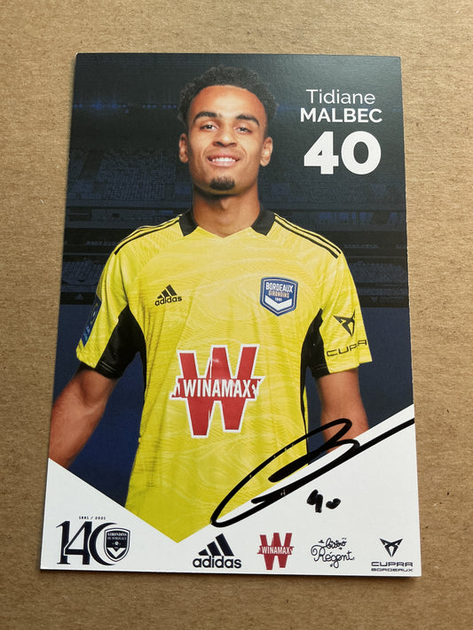 Tidiane Malbec, France 🇫🇷 Girondins Bordeaux 2021/22 hand signed
