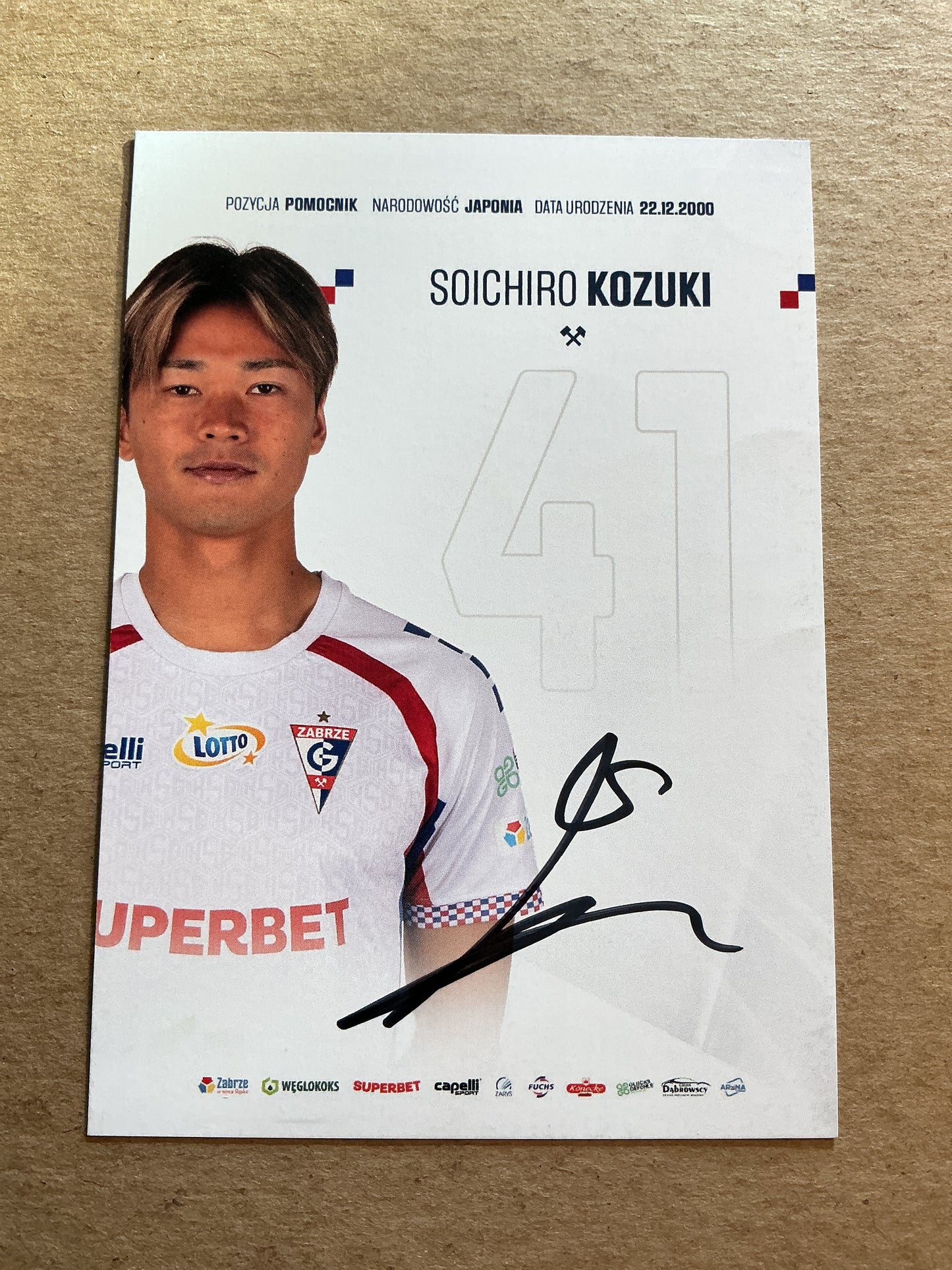 Soichuro Kozuki, Japan 🇯🇵 Gornik Zabrze 2024/25 hand signed