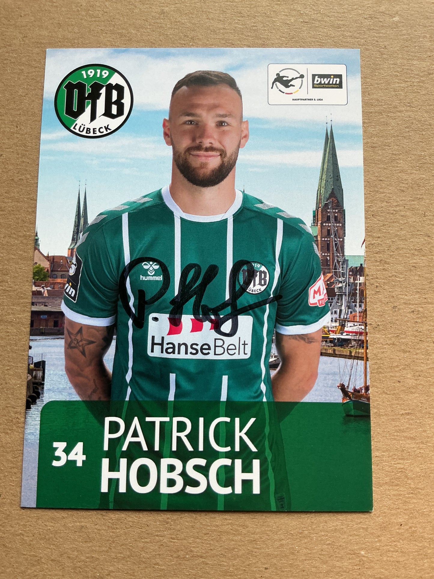 Patrick Hobsch, Germany 🇩🇪 VfB Lübeck 2020/21 hand signed