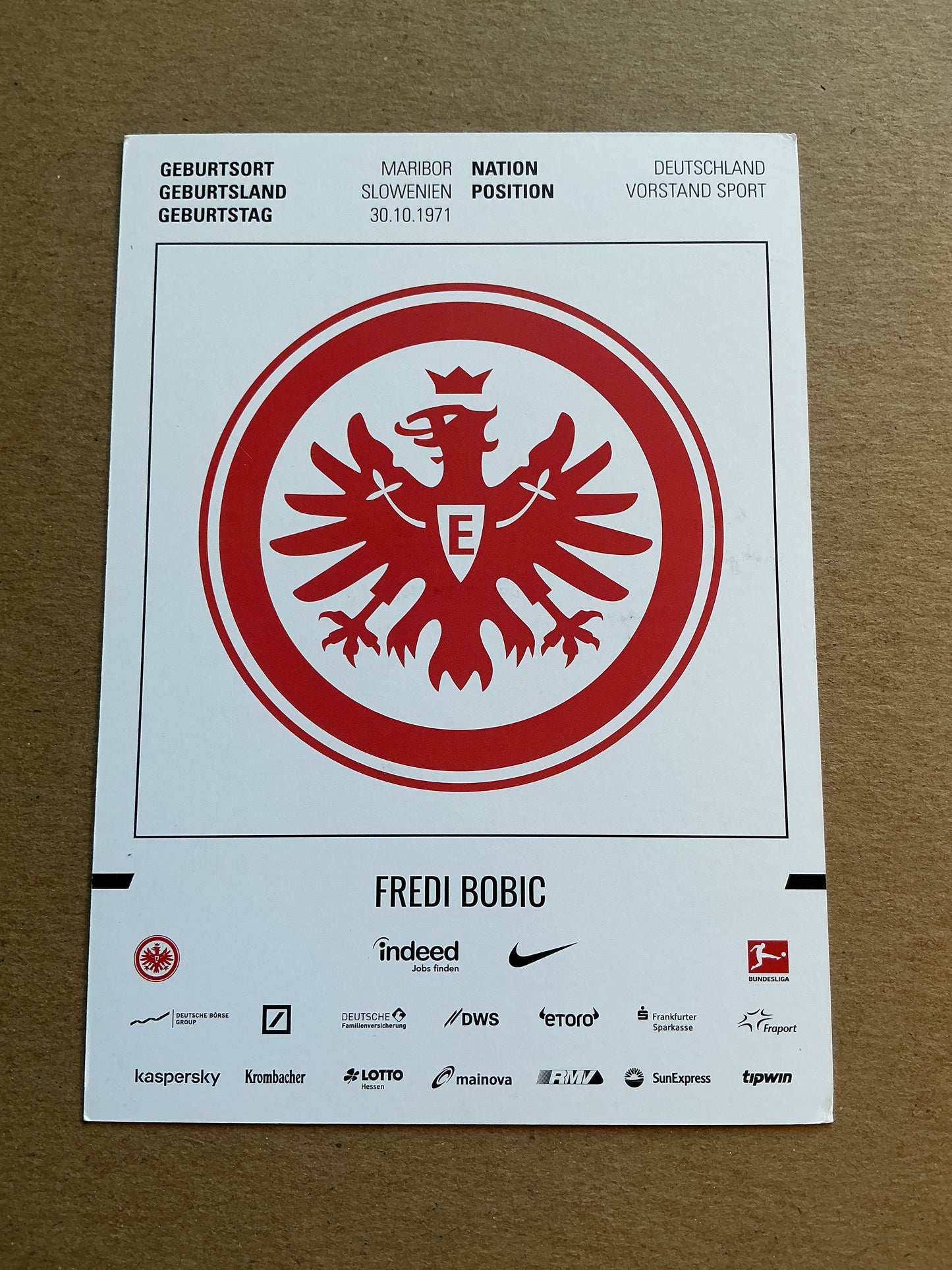 Fredi Bobic, Germany 🇩🇪 Eintracht Frankfurt 2019/20 hand signed