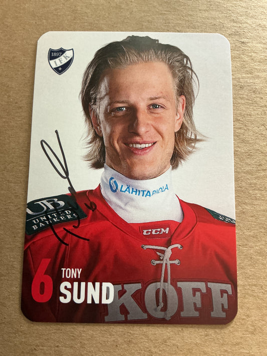 Tony Sund, Finland 🇫🇮 HIFK Hockey 2024/25 hand signed