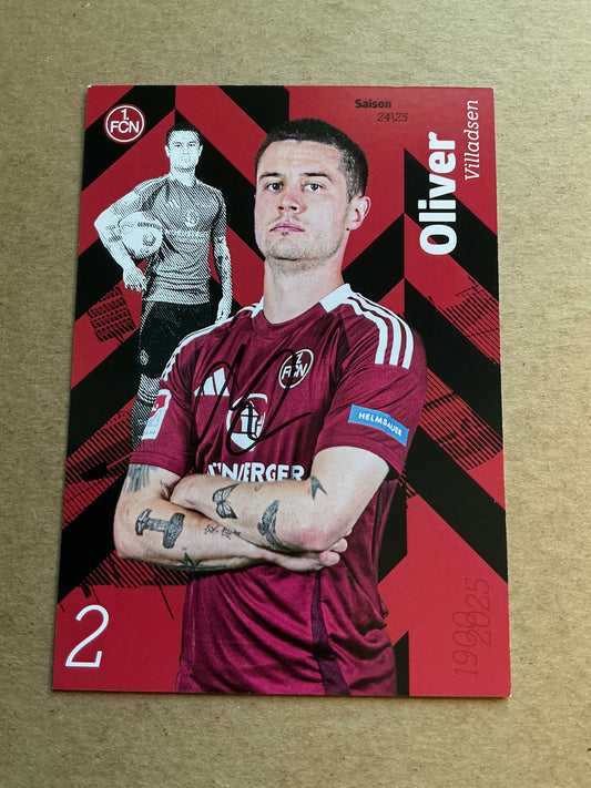 Oliver Villadsen, Denmark 🇩🇰 1.FC Nürnberg 2024/25 hand signed