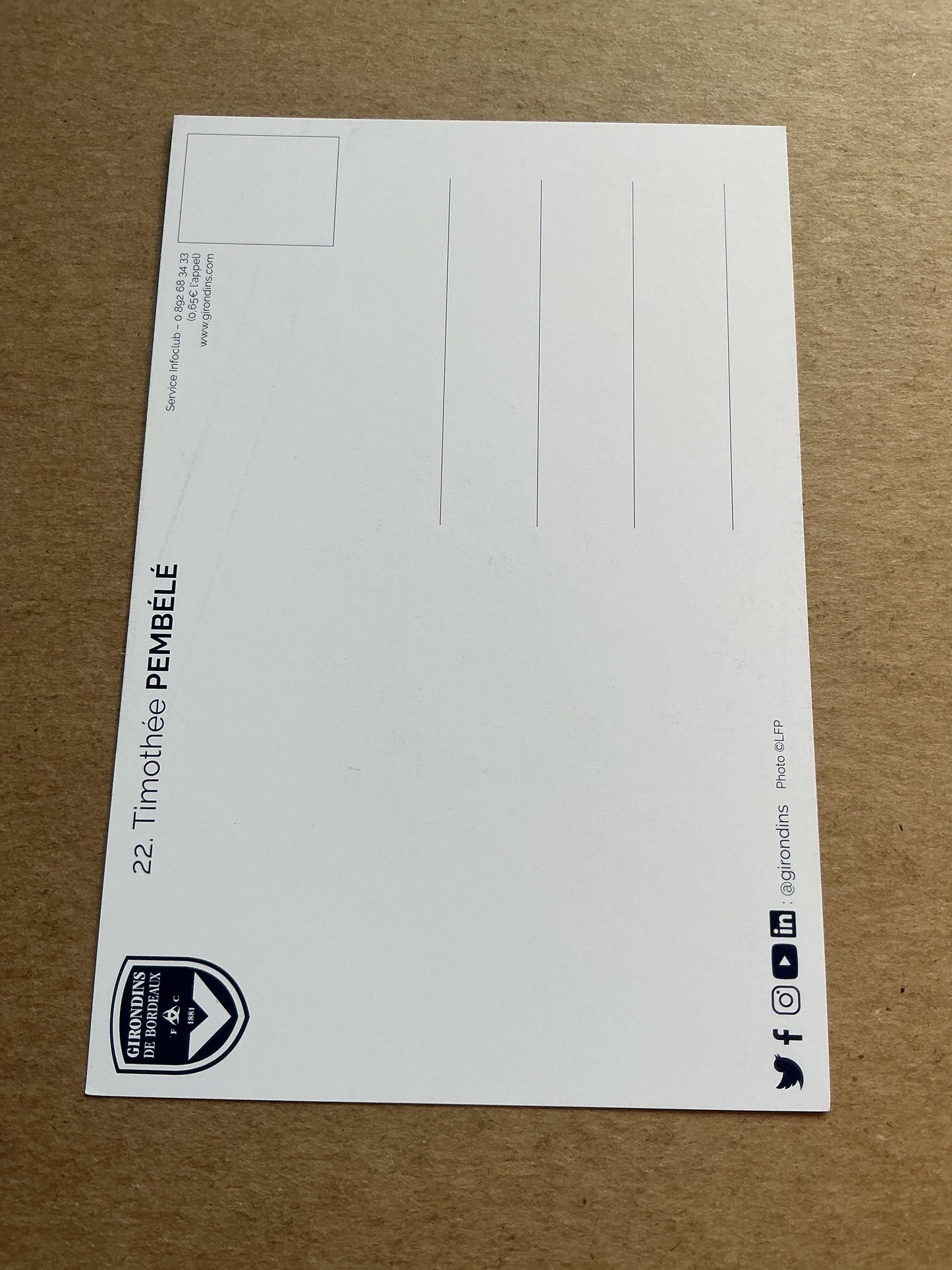 Timothee Pembele, France 🇫🇷 Girondins Bordeaux 2021/22 hand signed