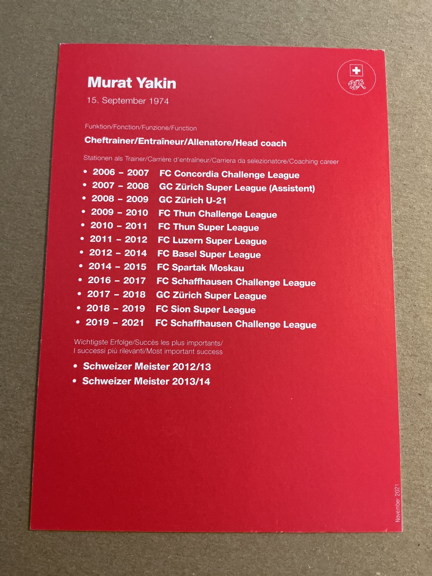 Murat Yakin, Switzerland 🇨🇭FIFA World Cup 2022  hand signed