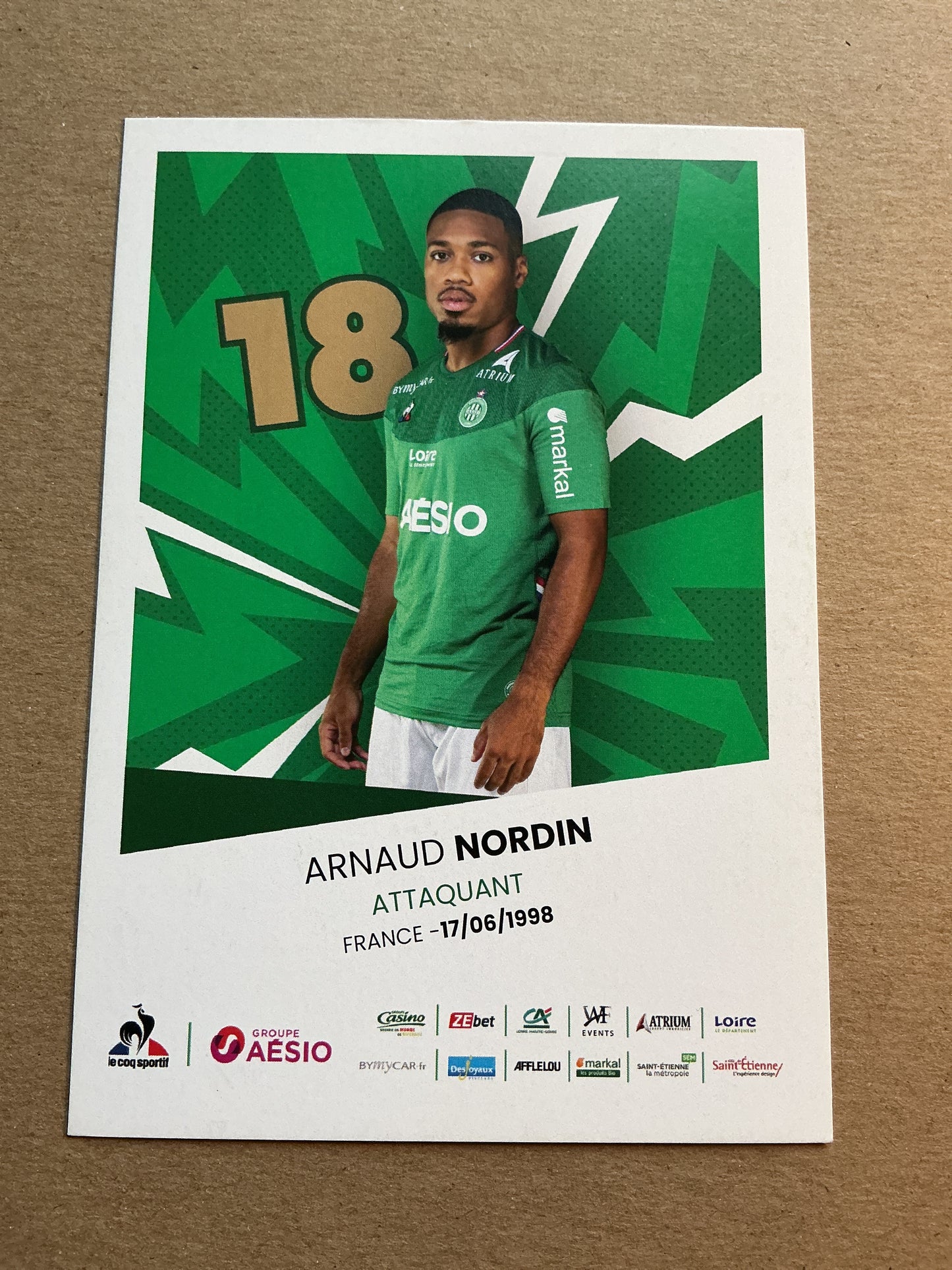 Arnaud Nordin, France 🇫🇷 AS Saint-Étienne 2019/20 hand signed