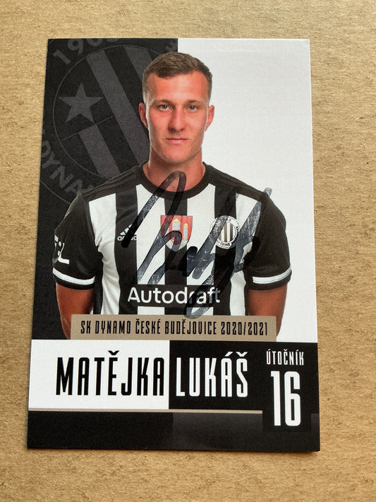 Lukáš Matějka, Czech Republic 🇨🇿 SK Dynamo České Budějovice 2020/21 hand signed