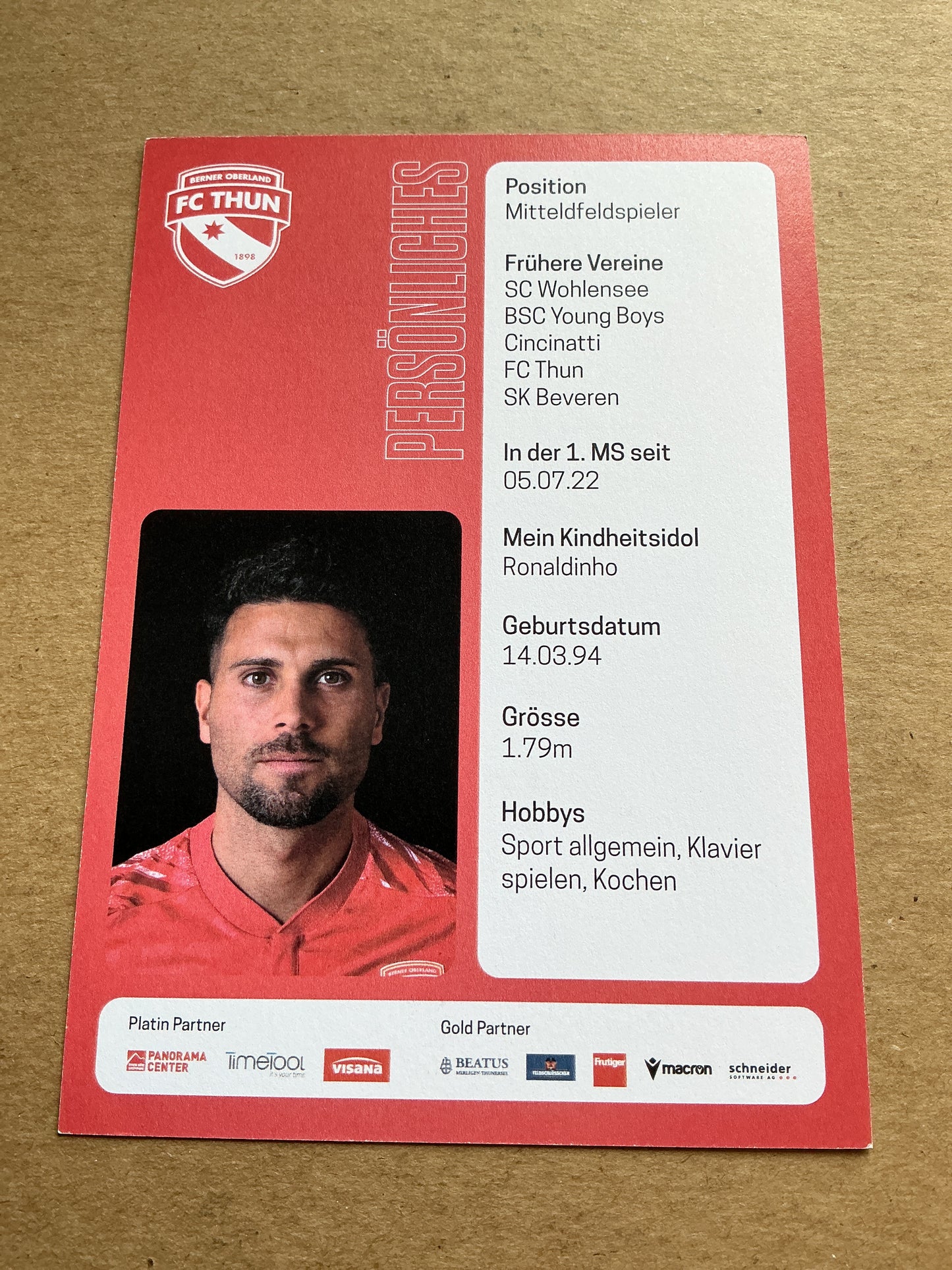 Leonardo Bertone, Switzerland 🇨🇭 FC Thun 2024/25 hand signed