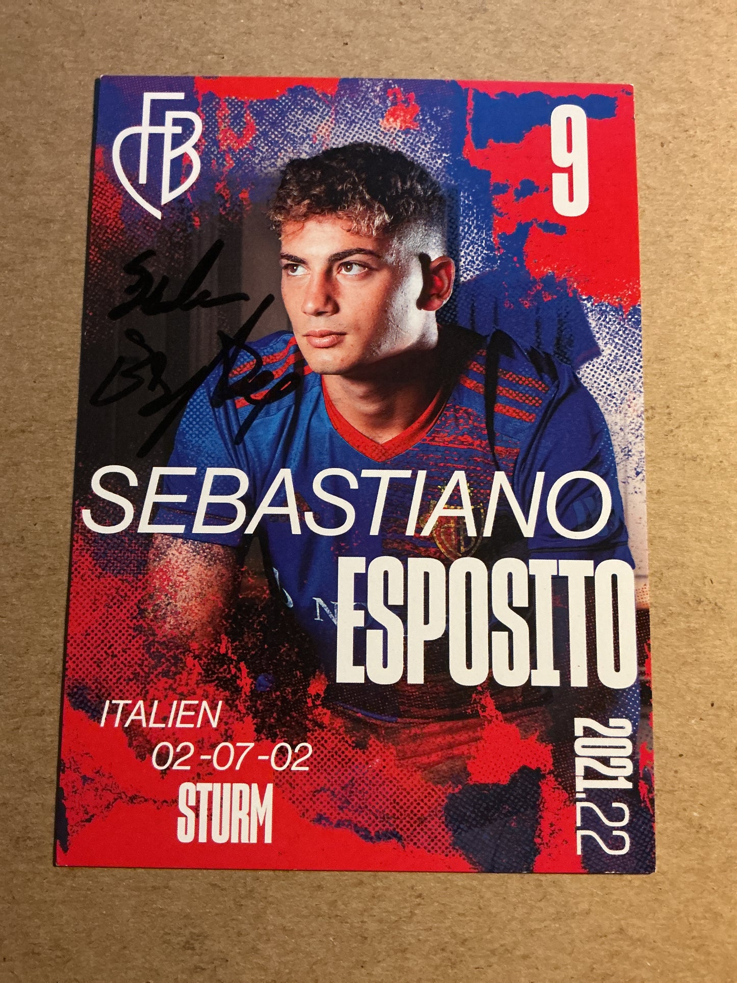 Sebastiano Esposito, Italy 🇮🇹 FC Basel 2021/22 hand signed