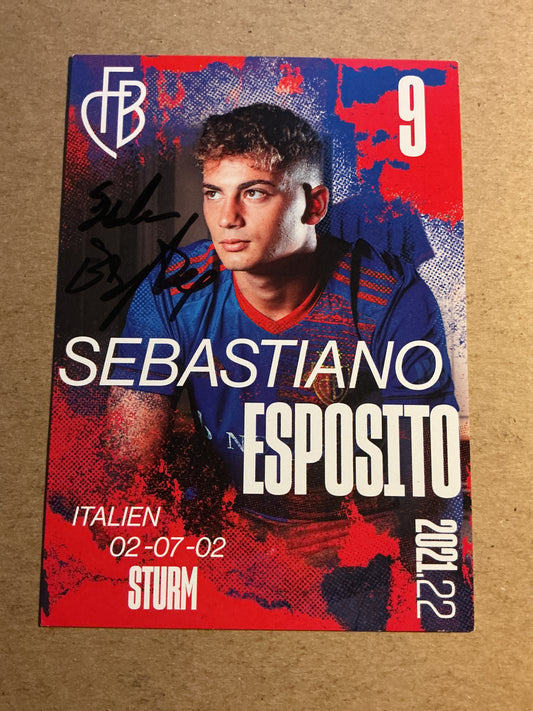 Sebastiano Esposito, Italy 🇮🇹 FC Basel 2021/22 hand signed
