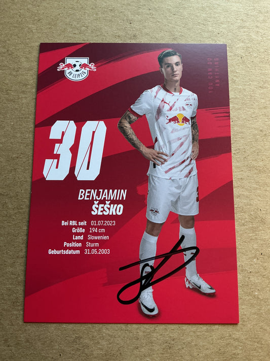 Benjamin Sesko, Slovenia 🇸🇮 RB Leipzig 2024/25 hand signed