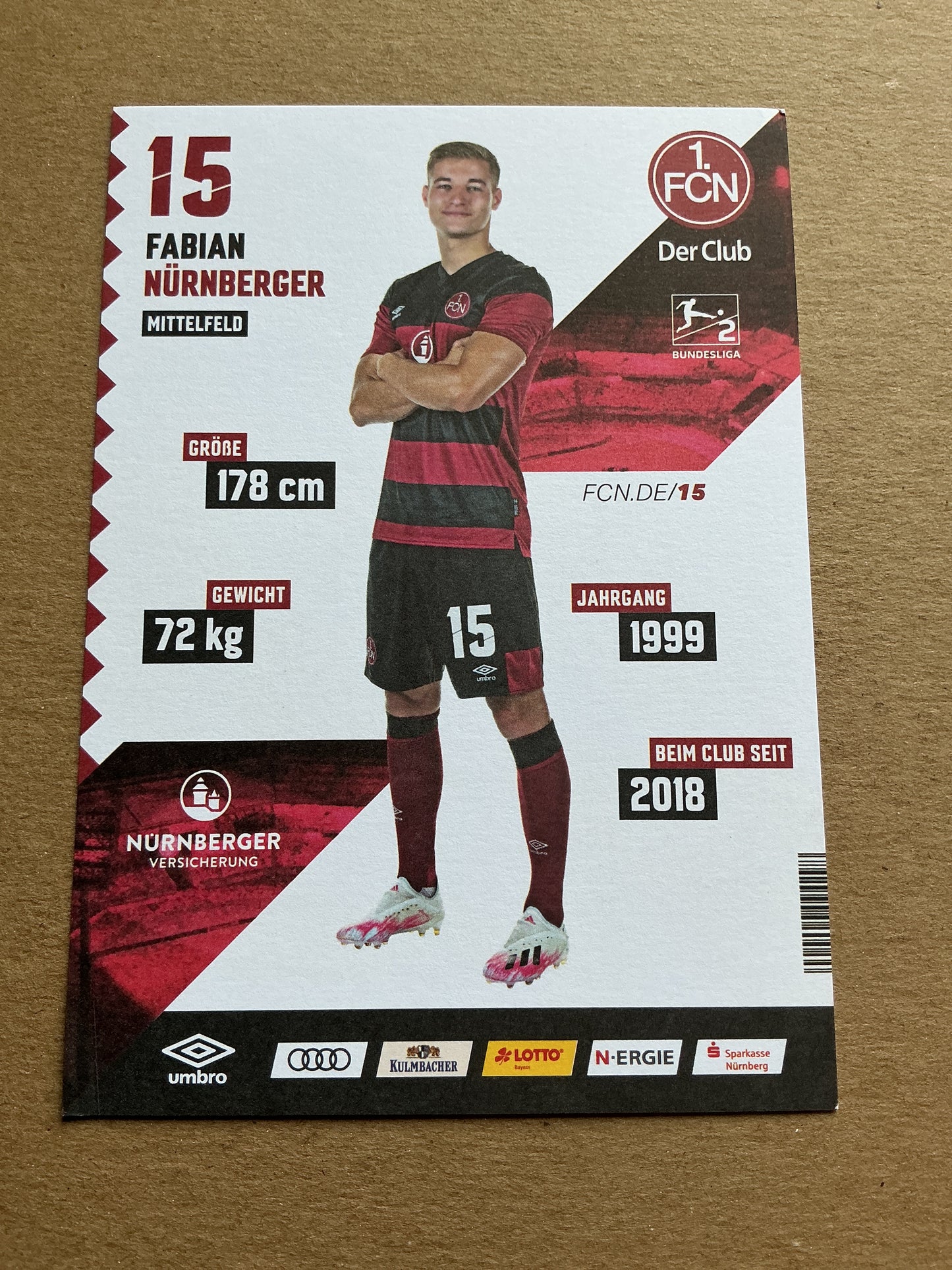 Fabian Nürnberger, Germany 🇩🇪 1.FC Nürnberg 2020/21 hand signed