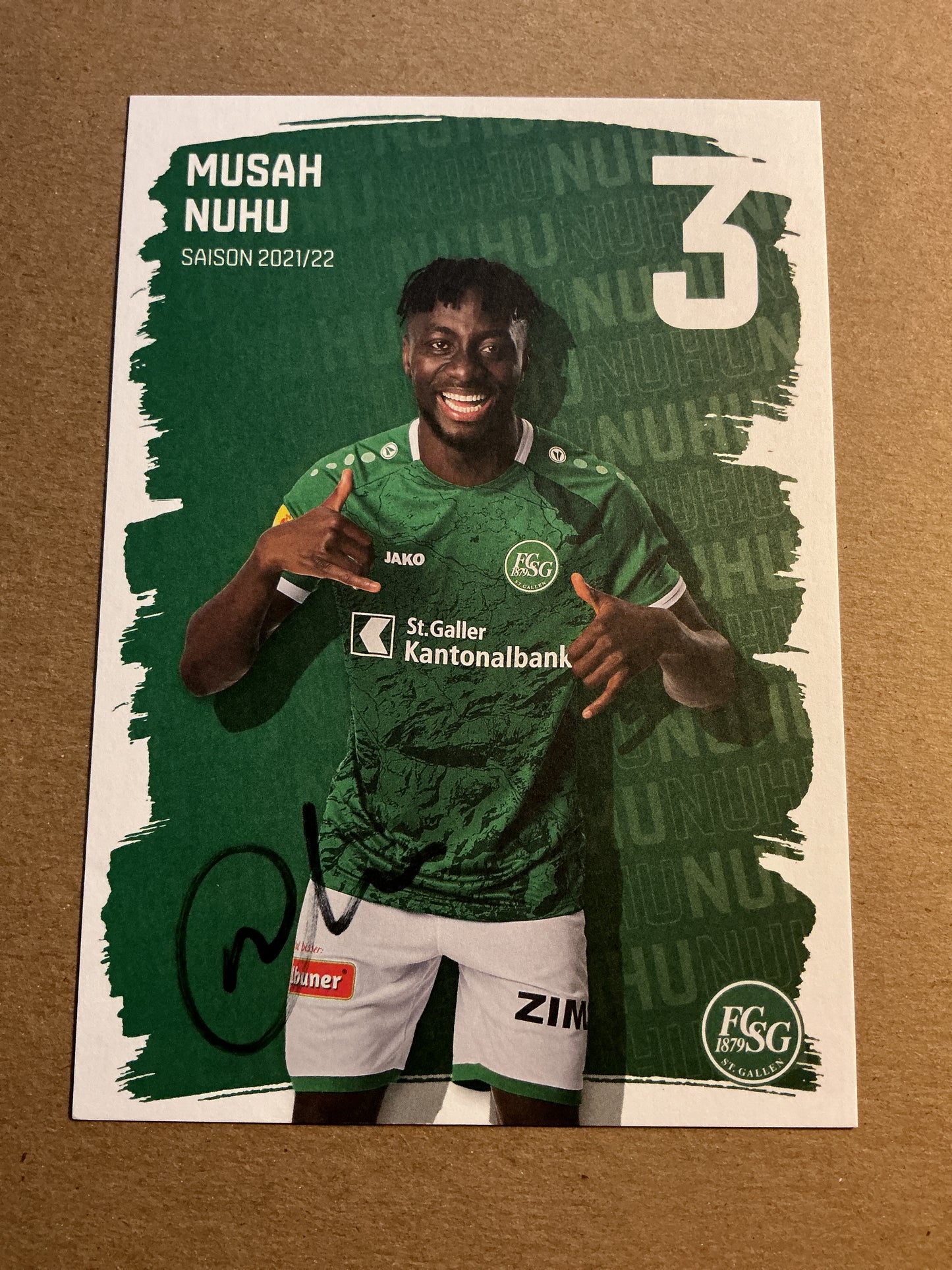 Musah Nuhu, Ghana 🇬🇭 FC St. Gallen 2021/22 hand signed